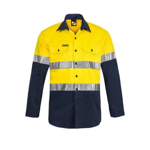 Picture of WorkCraft, Hi Vis Two Tone Long Sleeve Cotton Drill Shirt W CSR Reflective Tape