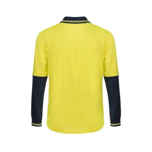 Picture of WorkCraft, Hi Vis Two Tone Long Sleeve Cotton Back Polo W Pocket