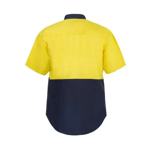 Picture of WorkCraft, Lightweight Hi Vis Two Tone Short Sleeve Vented Cotton Drill Shirt