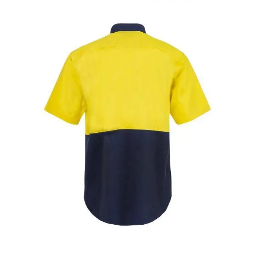 Picture of WorkCraft, Hi Vis Two Tone Short Sleeve Cotton Drill Shirt