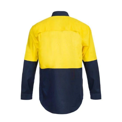 Picture of WorkCraft, Lightweight Hi Vis Two Tone Long Sleeve Vented Cotton Drill Shirt