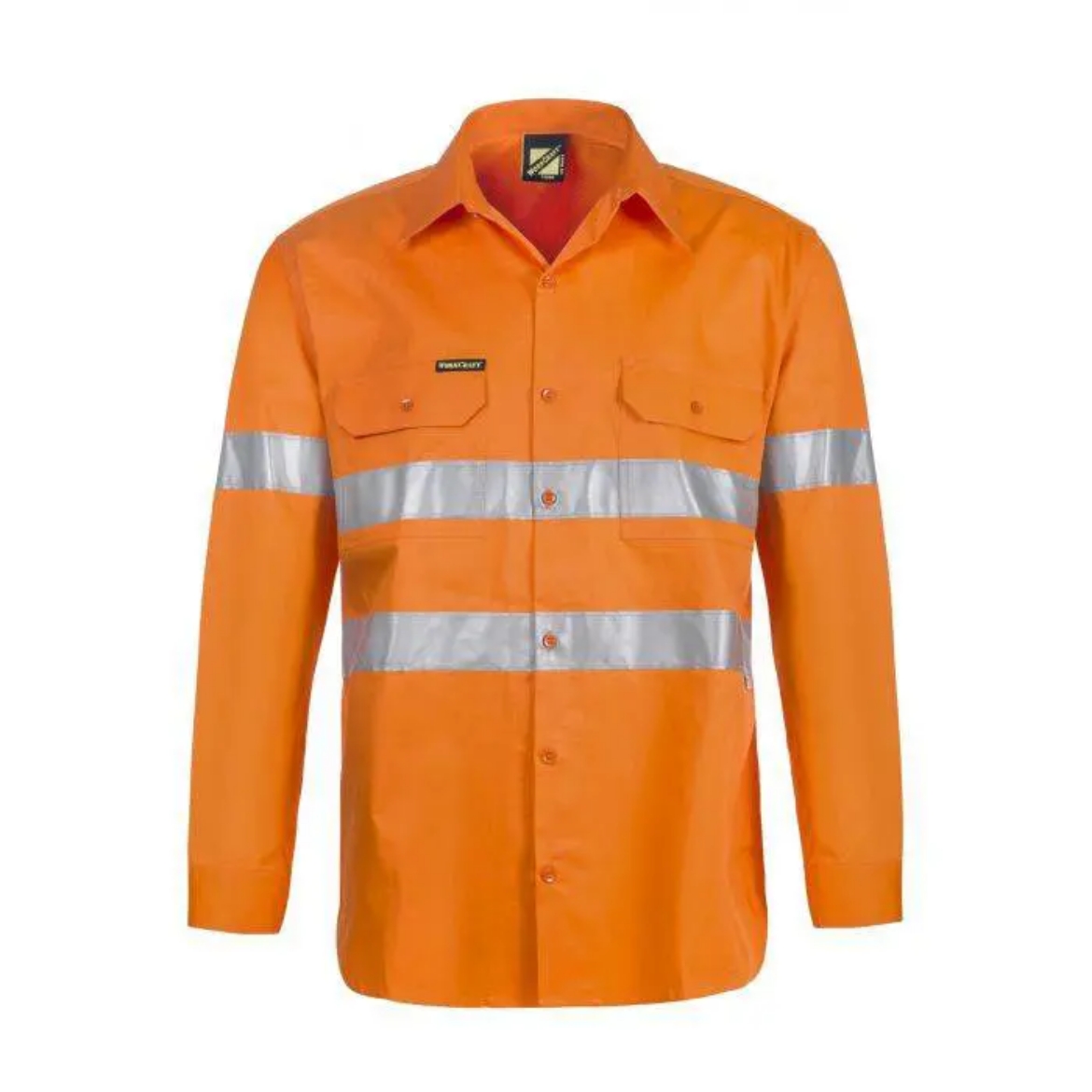 Picture of WorkCraft, Lightweight Hi Vis Long Sleeve Vented Cotton Drill Shirt W CSR Reflective Tape