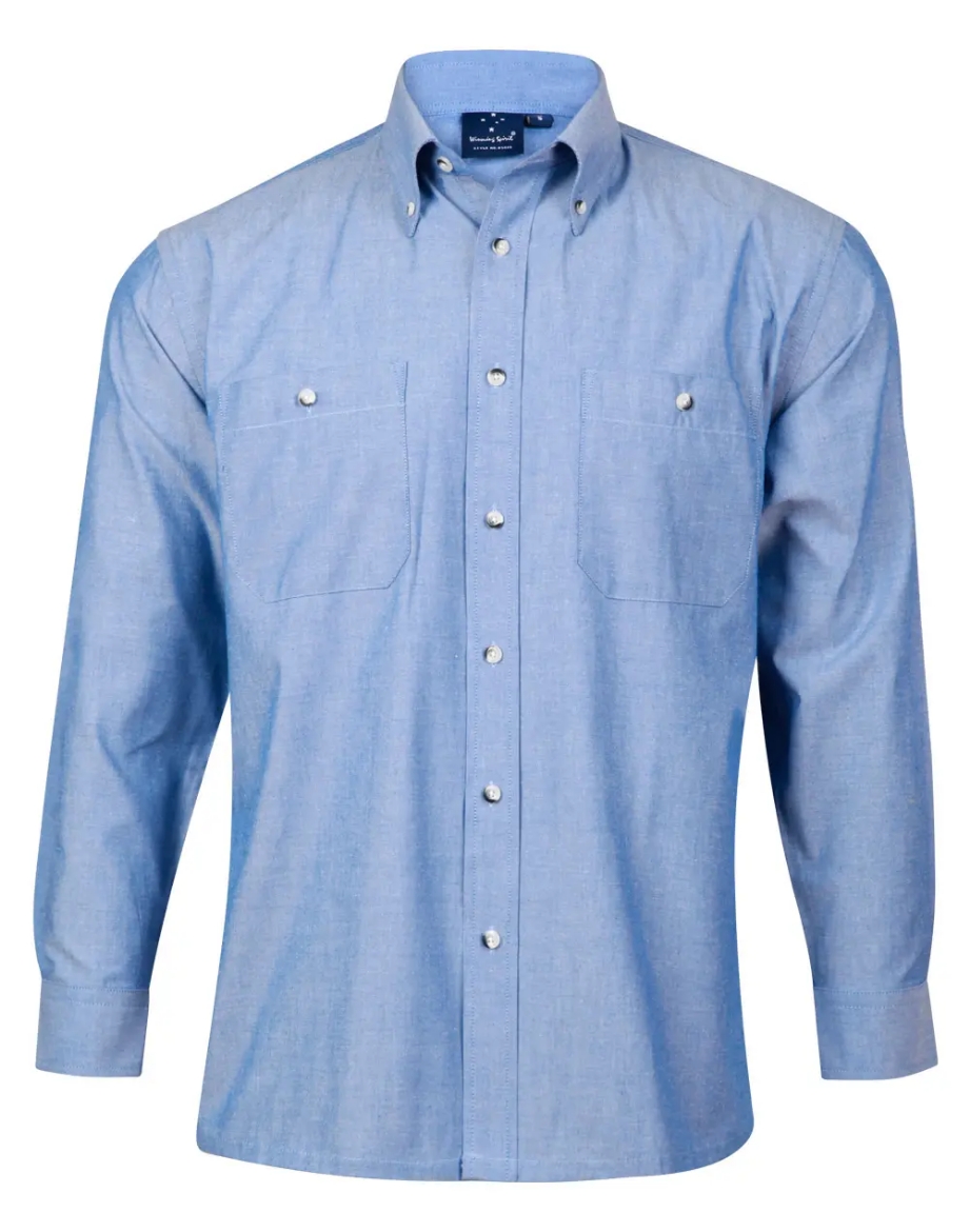 Picture of Winning Spirit, Mens chambray shirt, long sleeve