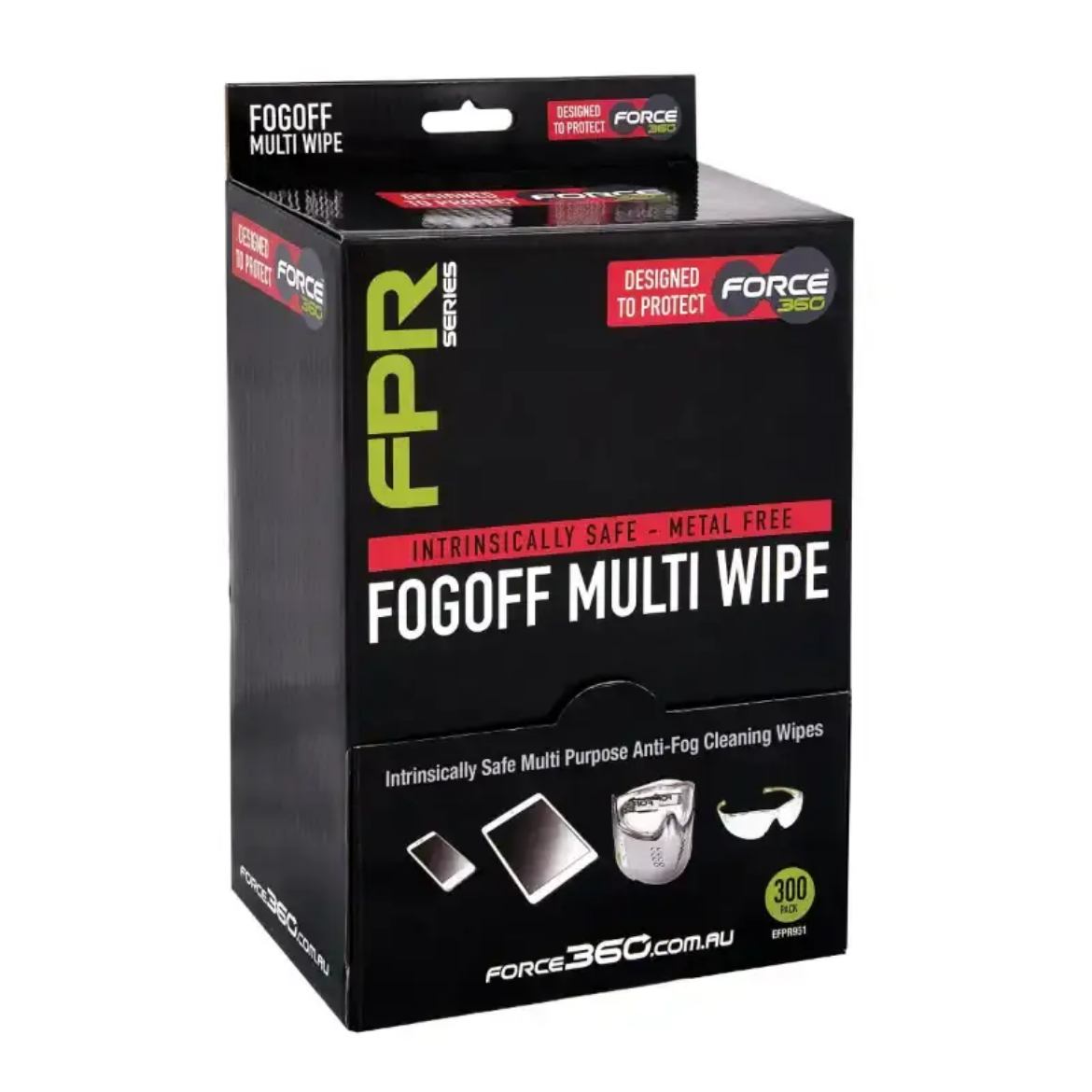 Picture of Force360 FogOff Intrinsically Safe FogOff Multi Wipes (300 Wipes Per Box) Black Size One