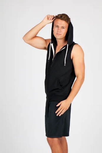 Picture of RAMO, Mens Heather Sleeveless Zip Hoodie