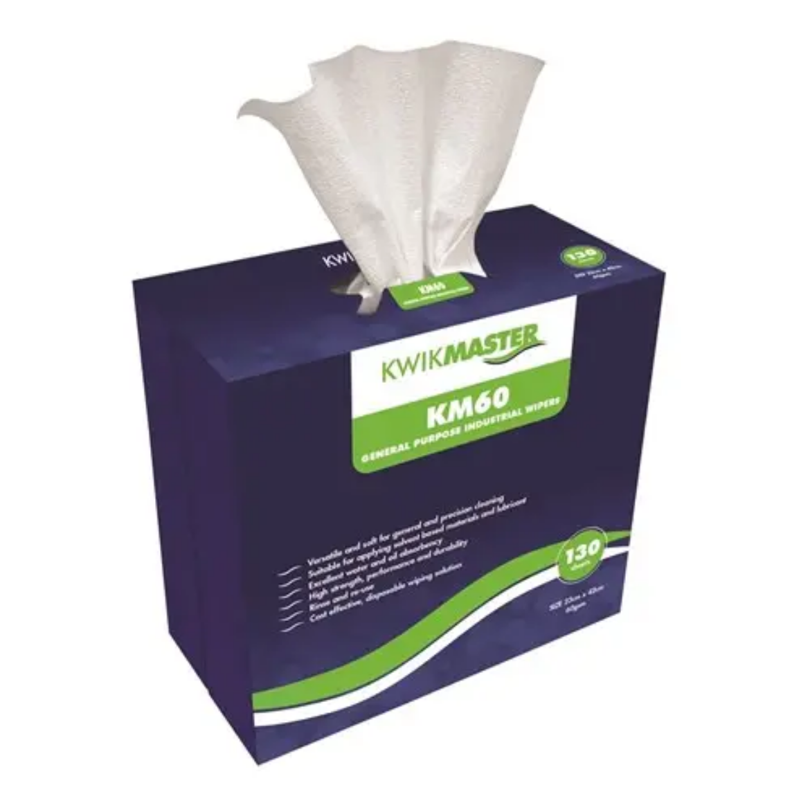 Picture of Frontier, Kwikmaster KM60 Industrial Wipers White 130 Sheets Per Box (8 per carton) - Purple