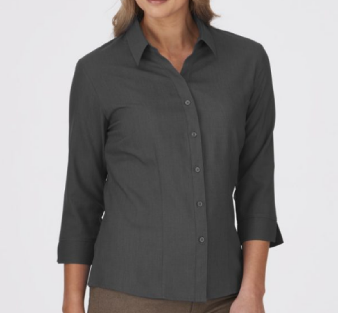 Picture of City Collection Ezylin 3/4 sleeve shirt. Charcoal - size 22