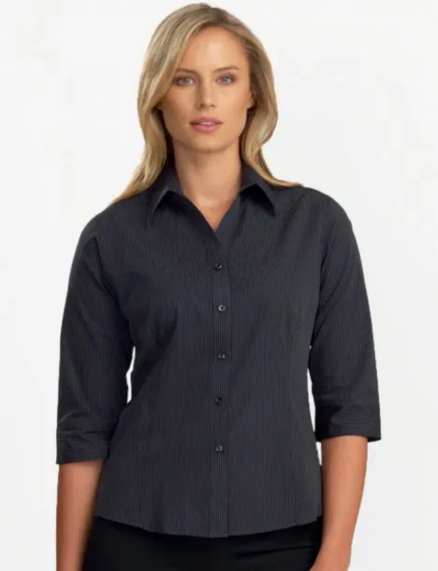 Picture of John Kevin - Ladies 3/4 Sleeve Dark Stripe Charcoal - 24