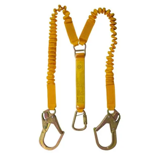 Picture of B-Safe, Shock Absorbing Lanyard Elasti Twin 2M-1.5M Stel Trip Lck Karab Scaf Hoks 50KG-140K