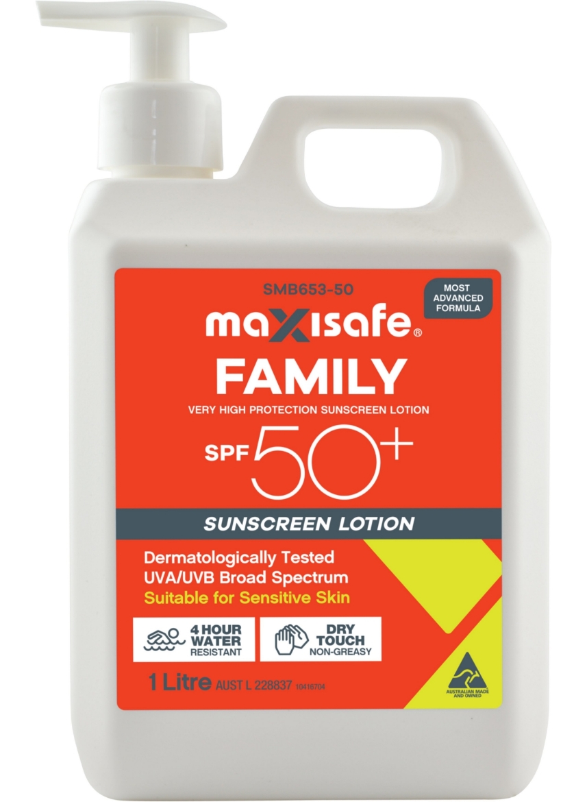 Picture of Maxisafe Australian Made SPF 50+ Sunscreen Lotion, 1ltr Pump