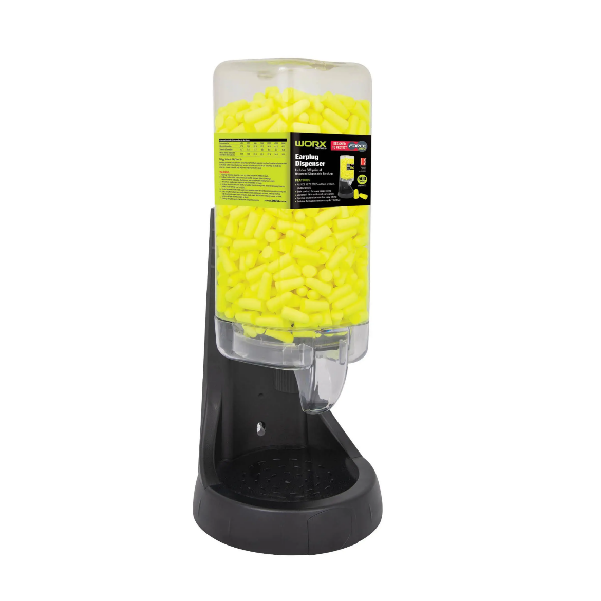 Picture of Force360 Bullet Shaped Uncorded Earplug with Dispenser (500pr) Black Size One