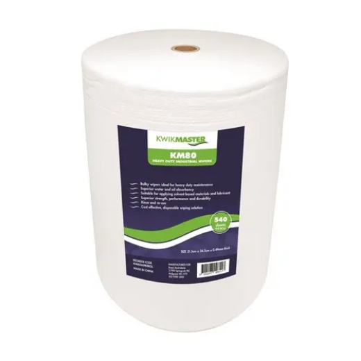 Picture of Frontier, Kwikmaster KM80 Industrial Wipers White 540 Sheets Per Roll (1 Per Carton) - White