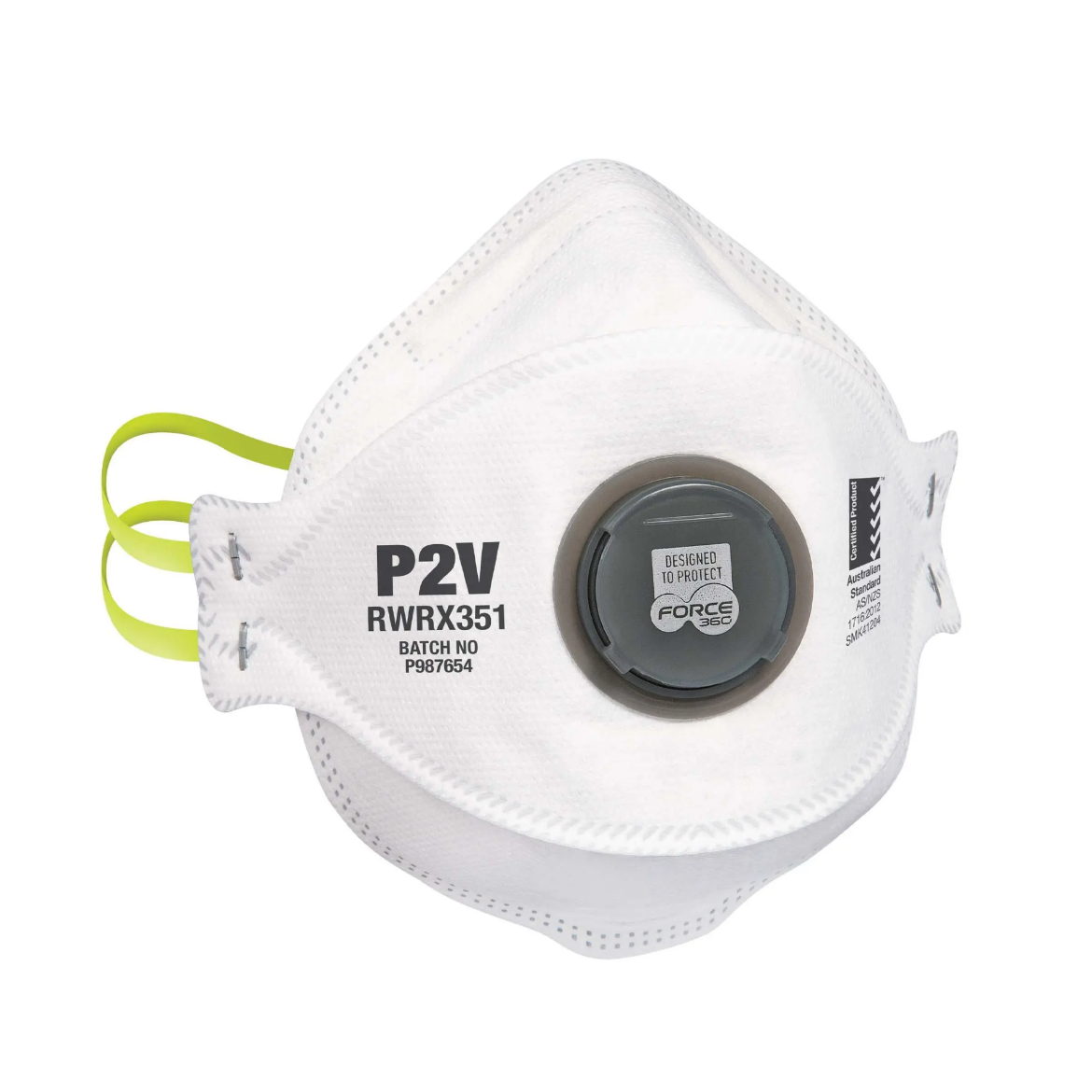 Picture of Force360 P2 Flat Fold Valved Disposable Respirator (10 per box) White Size One