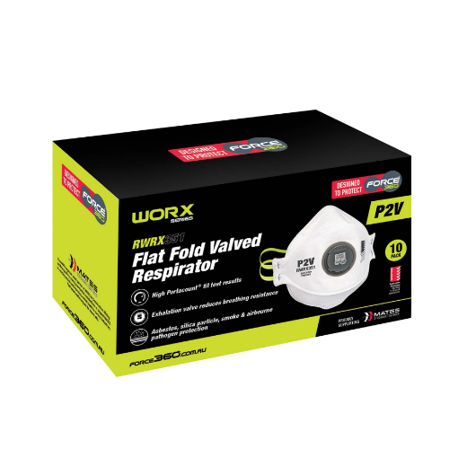 Picture of Force360 P2 Flat Fold Valved Disposable Respirator (10 per box) White Size One