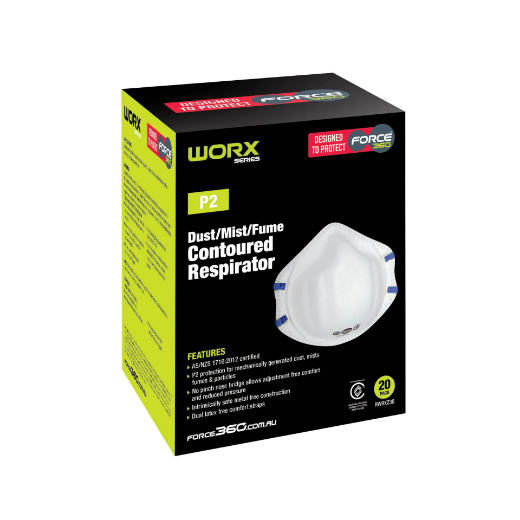 Picture of Force360 P2 Contoured Disposable Respirator (20 Per Box) White Size One