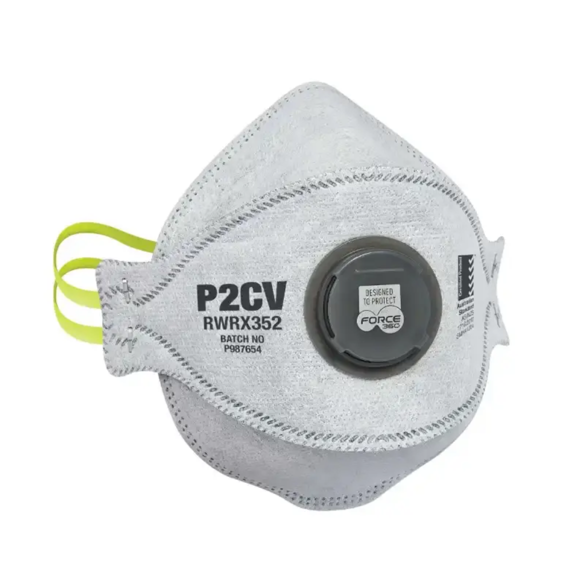Picture of Force360 P2 Flat Fold Carbon Valved Disposable Respirator (10 per box) Grey Size One