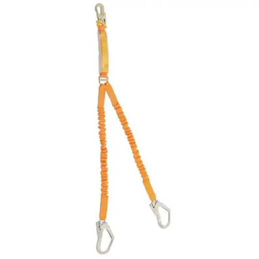 Picture of B-Safe, Shock Absorbing Lanyard Elasti Twin 2M-1.5M Stel Snp Hook & Scaff Hooks 50KG-140KG