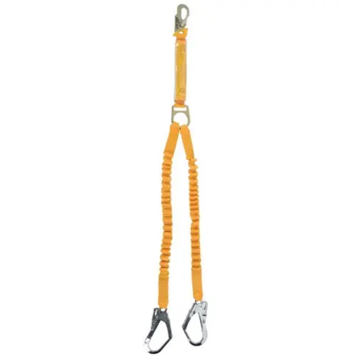 Picture of B-Safe, Shock Absorbing Lanyard Elasti Twin 2M-1.5M Stel Snp Hook & Scaff Hooks 50KG-140KG